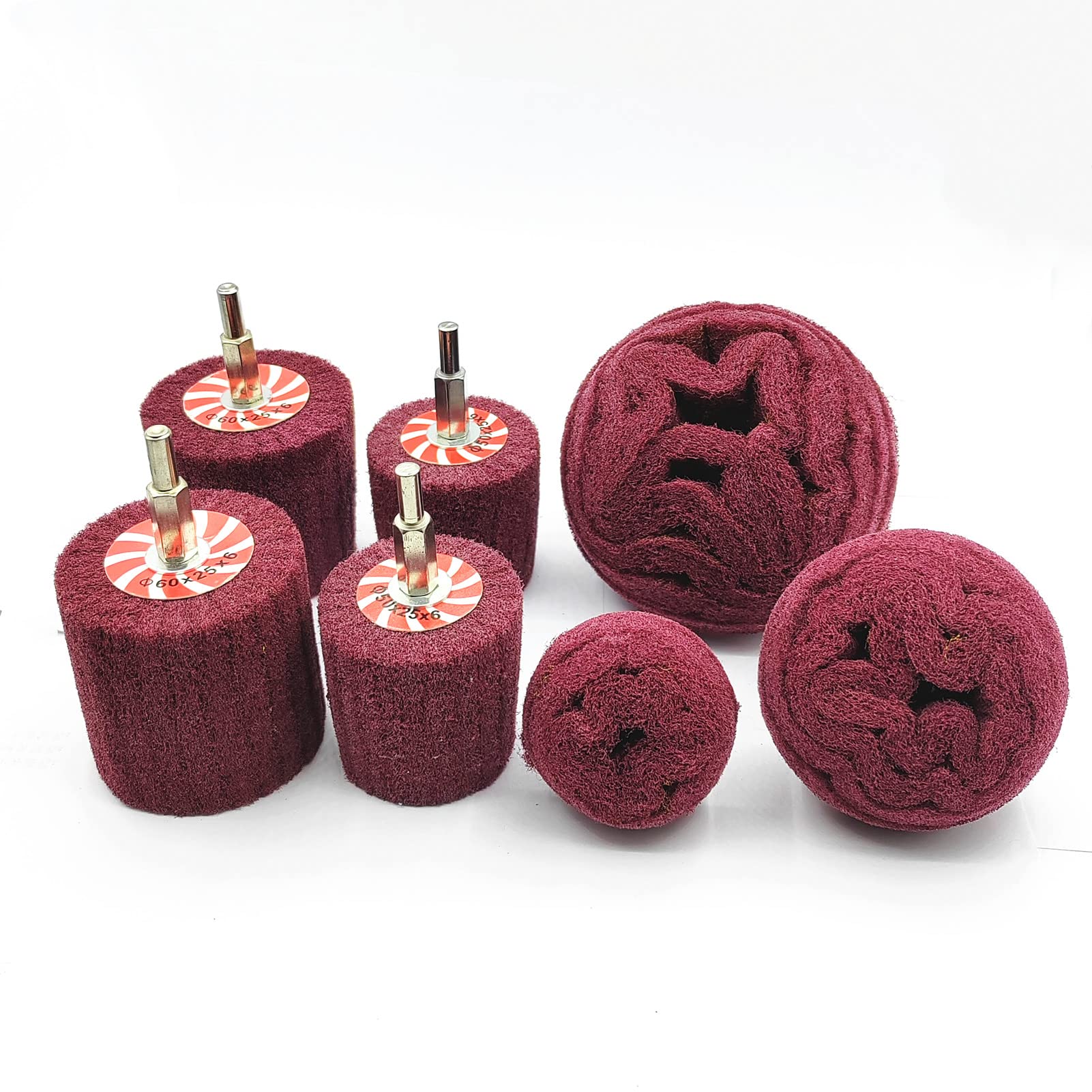 Banmo Abrasive 7 PCS Non Woven Abrasive Buffing Wheels Drill Attachment, Scouring Pads Wheel with 1/4" Shank for Polishing Mirror Stainless Steel