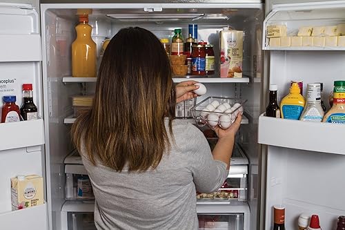 Miniatura 3 de Kitchen Spaces KSEG12-AMZ - Bandeja de huevos apilable para refrigerador, 14.5 x 3 x 4.5 pulgadas, transparente