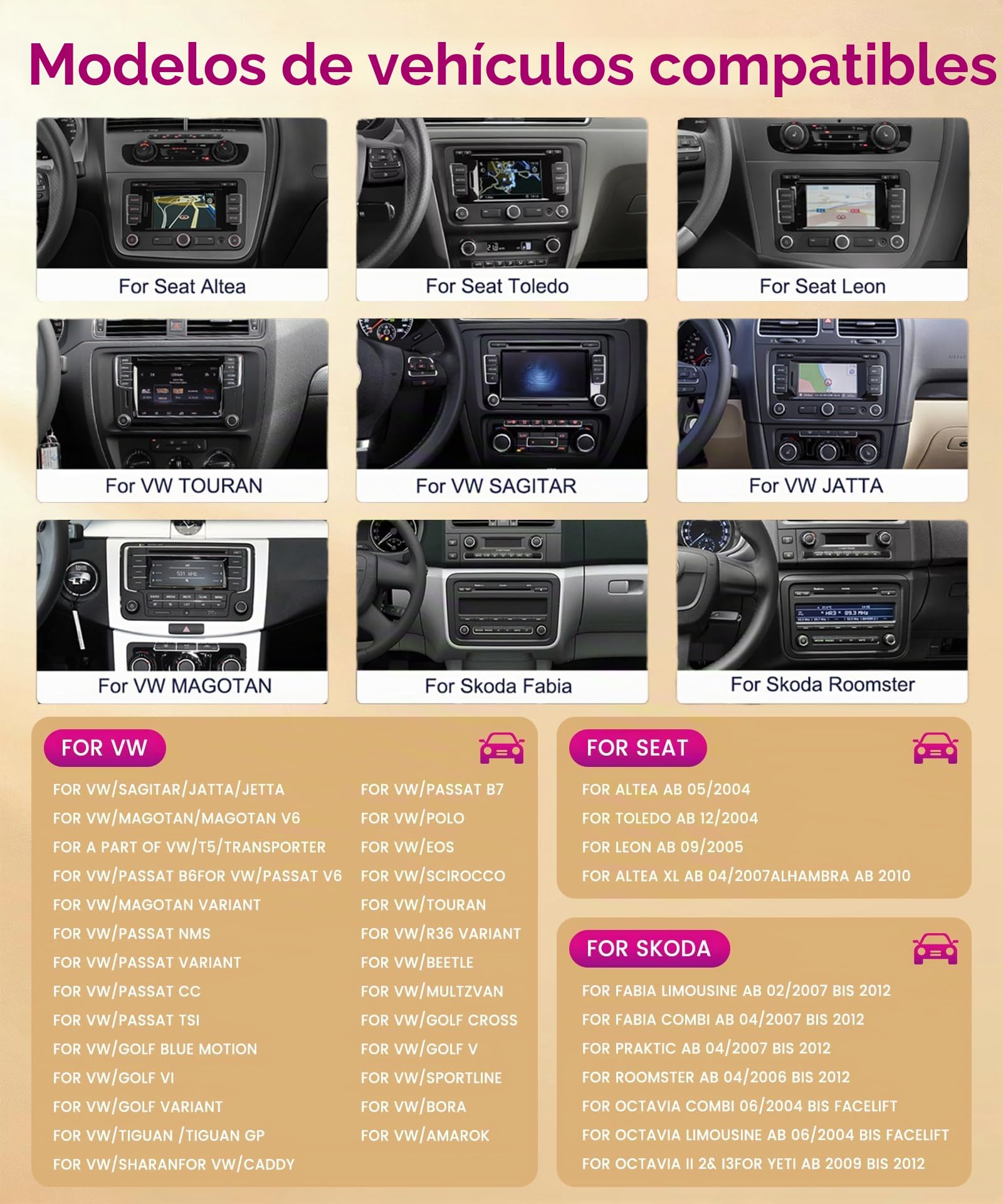 6G+128G 8 Core Inalámbrico Carplay Android Radio Coche para VW Golf 5 6 Passat Polo Tiguan Touran Caddy Skoda Seat 9 Pulgadas Radio Coche Android Auto GPS Navi WiFi Bluetooth FM/RDS/DSP Cámara Trasera