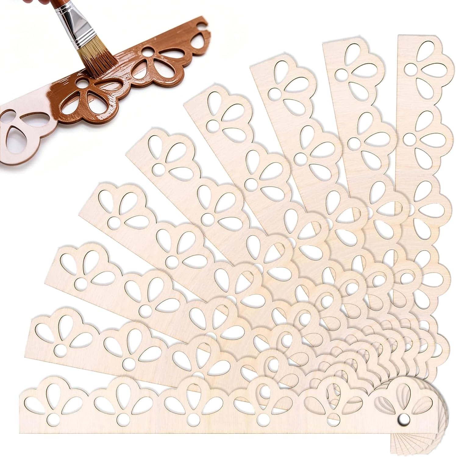 ZAHD 15 sztuk falistych krawędzi drewna 30 x 5,5 cm drobne niemalowane (drewno) | DIY dekoracja 0,25 cm cienka, do malowania, drewniana krawędź do majsterkowania dekoracja ścienna szafka szafka domowa