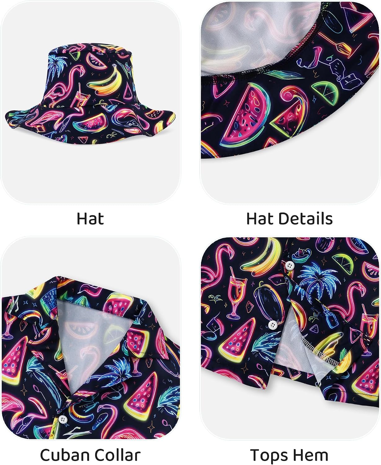 ZOEREA Boys Hawaiian Outfit 3Pcs Kids' Summer Beach Clothes Set Luau Tropical Shirt Top +Shorts + Hat for Children 4-12 Year