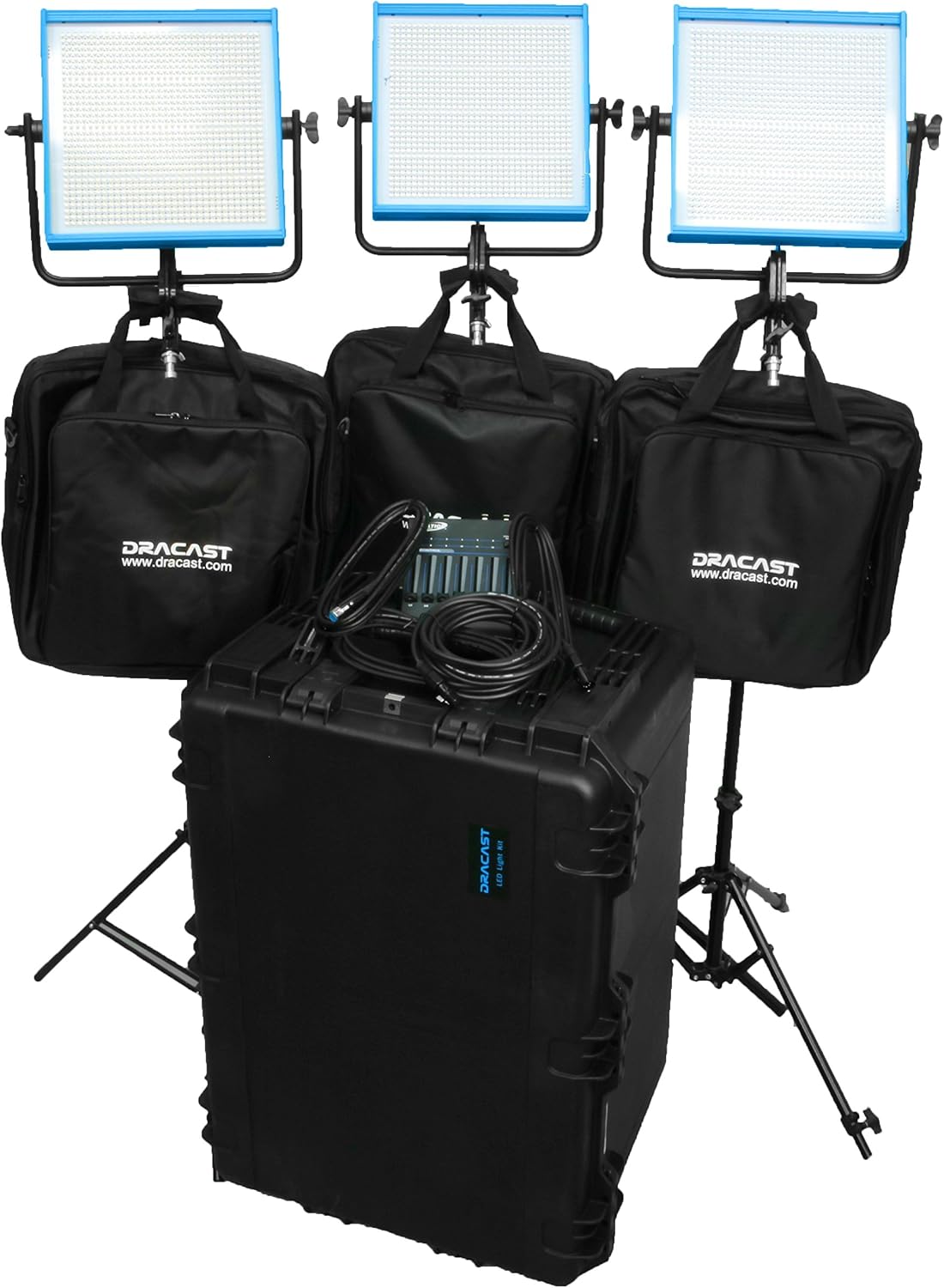 Dracast Plus Series Newsroom Kit – Bi-Color LED 3 Light Kit with V-Mount and Gold Mount Battery Compatibility