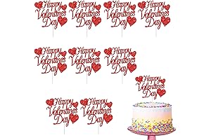 Adorable 20 Piece Red Glitter Heart Cupcake Toppers for Valentine's Day Festivities