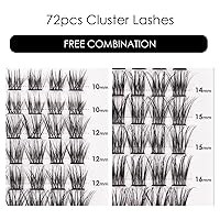 Vista 2 de Pestañas en racimo, 72 pestañas individuales, extensiones de pestañas postizas, kit de extensión de pestañas postizas reutilizables, aspecto
