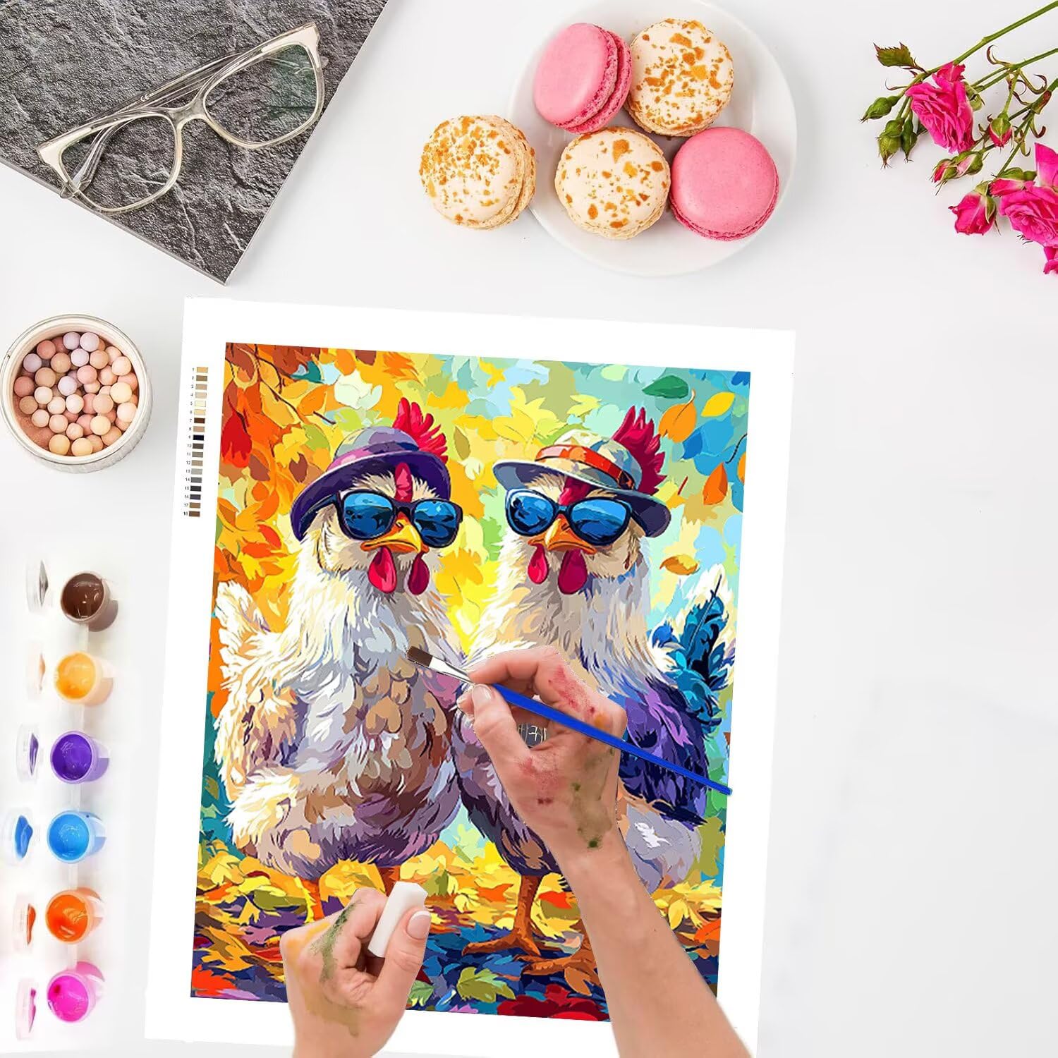 WEISHIWE Dipingere con i Numeri Adulti Gallina animale, 80x100cm s-183 | Paint by Numbers Kit con Pennelli e Acrilico Pigmento, Fai da te Olio La Pittura di Numeri Kit, Decora la Casa, senza Cornice