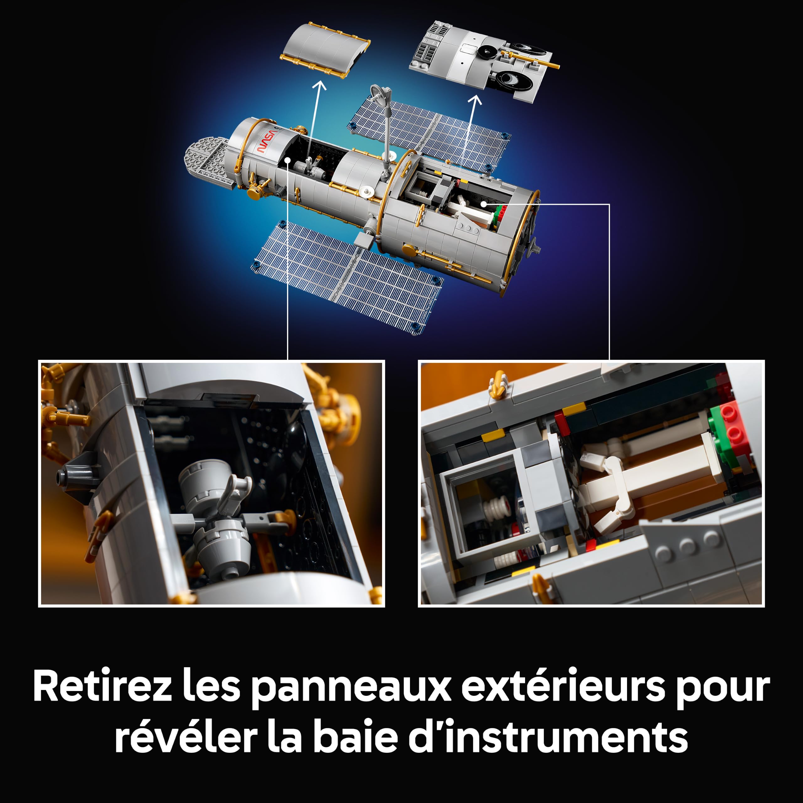 LEGO Icons Le Télescope Spatial Hubble - Maquette 3D pour Adulte - Set de Construction STEM avec Panneaux Solaires, Baie d’Instruments & Minifigurine d'Astronaute - Cadeau DIY sur l'Astronomie 11382