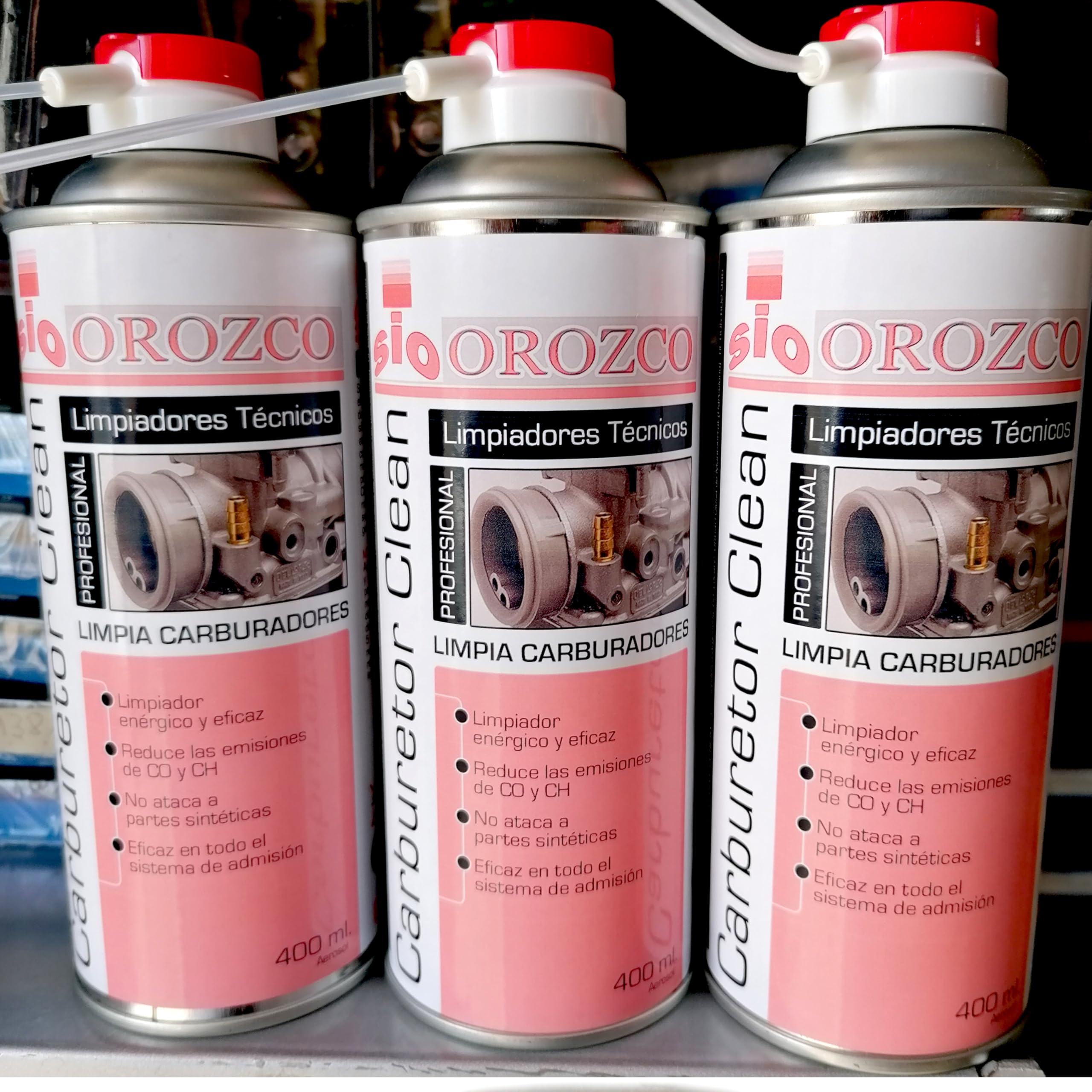 SIO 3x Limpia Carburador y Cuerpo de Inyección 400ml – Spray Limpiador Sistema de Combustible – Elimina Carbonilla, Aceite y Suciedad – Secado Rápido Sin Residuos – Motor Gasolina y Diésel