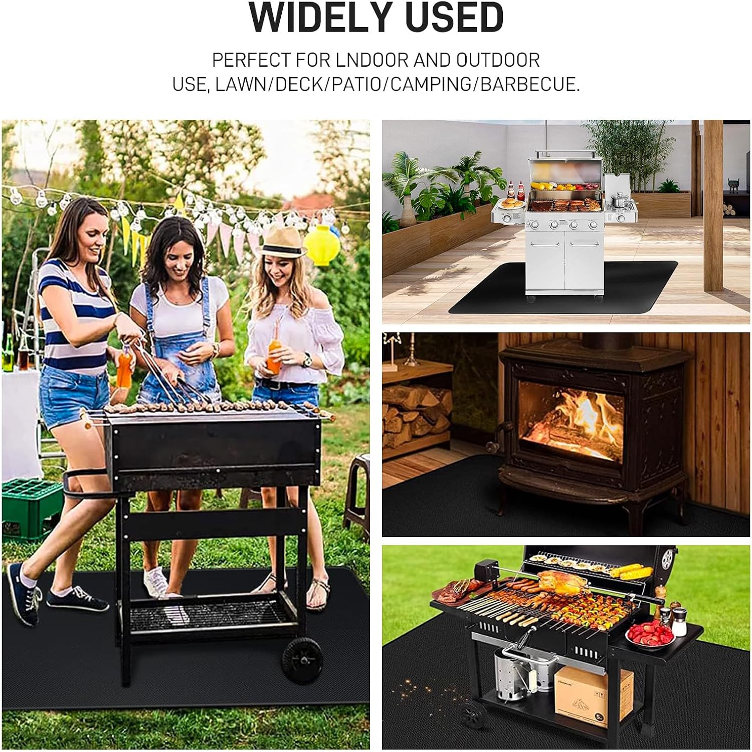 90" x 48" Extra Large Under Grill Mat for Outdoor Grill, Double-Sided Fireproof, Waterproof, Oil-Proof and Heat-Resistant Grill Protector, BBQ Fire Pit Fireplace Mat