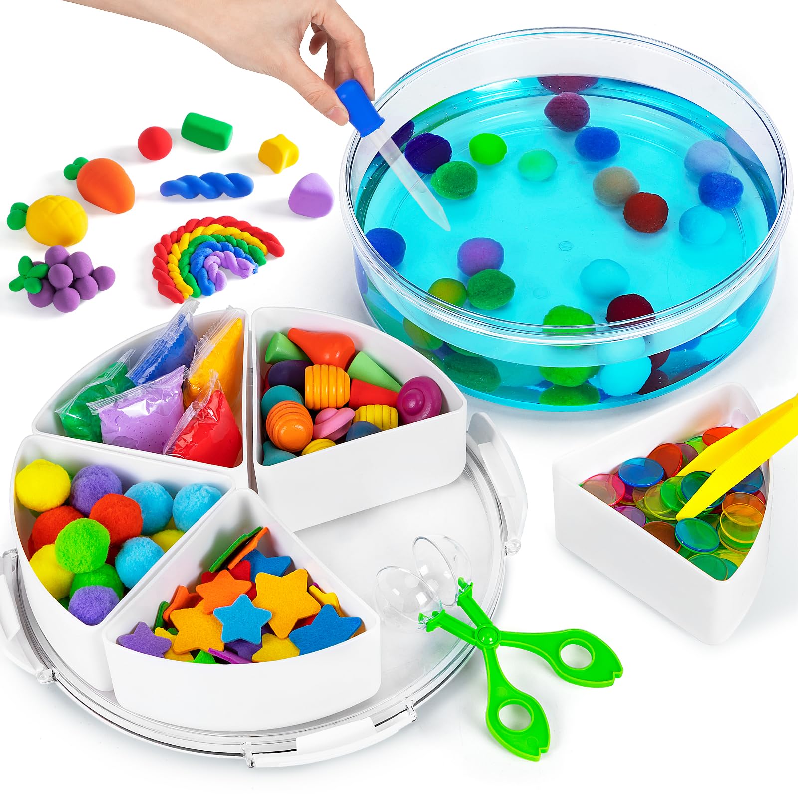 Subao Sensory Bin with Fillers for Toddler Crafts,Sensory Toys for Kids with Autism,Sensory Water and Sand Play Trays for Kids,Fine Motor Toys Preschool Learning Activities Gifts for Autism Children