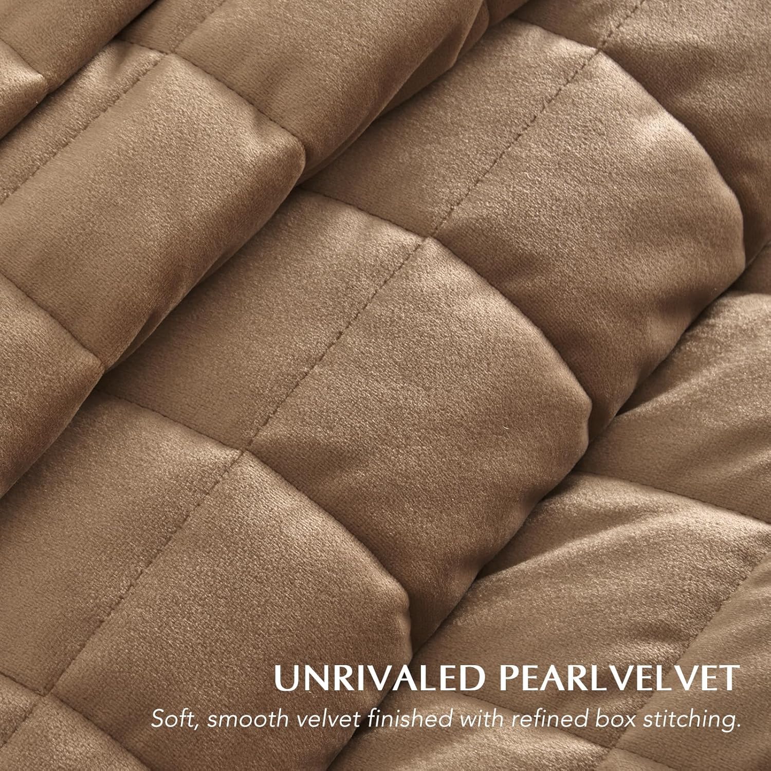 EVERGRACE Pearl Velvet Quilt Full Queen Size Bedding Sets, Luxurious Soft Velvet Comforter Set, Lightweight Box Stitching Oversized Bedspread Coverlet for All Season, with 2 Shams, Camel - Image 4