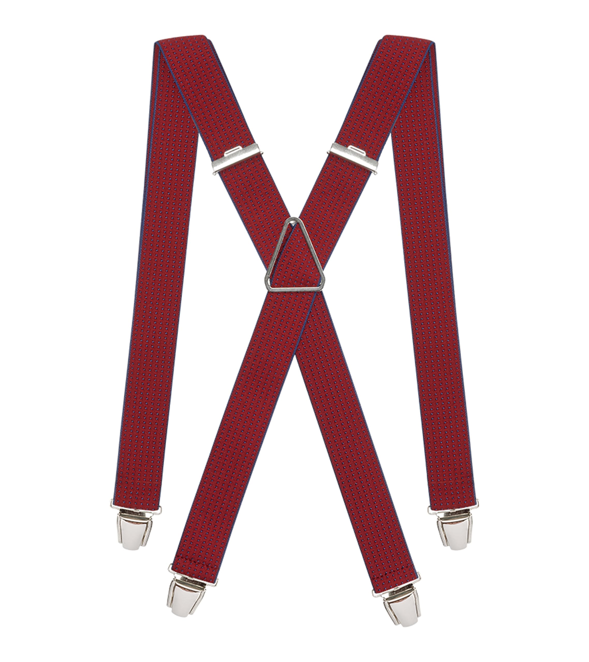 Pierrot Men's Red Bordeaux Braces Premium With Very Strong Clips - One Size Adjustable And Elastic Braces, Reinforced Elastic Band - Wide Heavy Duty Suspenders For Trousers