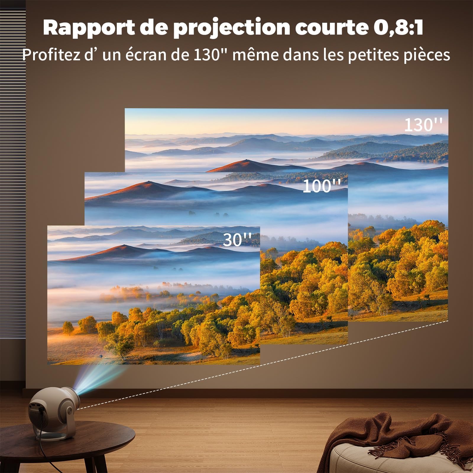 [App integrata] Mini proiettore portatile WiFi 6 e Bluetooth 5.4, 480 ANSI Lumens, proiettore 1080P e decodifica 4K, proiettore video per camera, home theater e outdoor