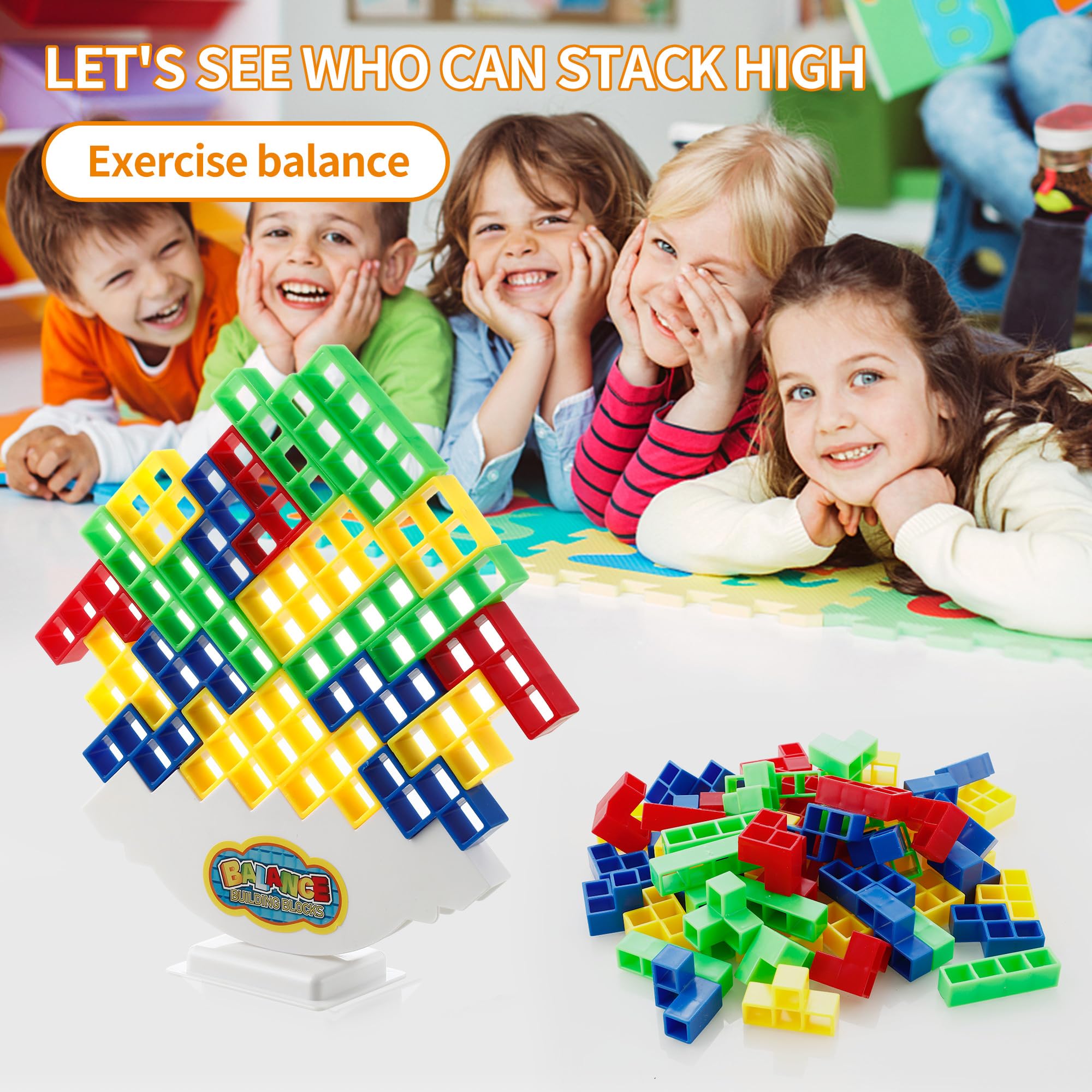 Tetra Tower Jouet D'Équilibre Pour Enfant, 64 Blocs De Construction