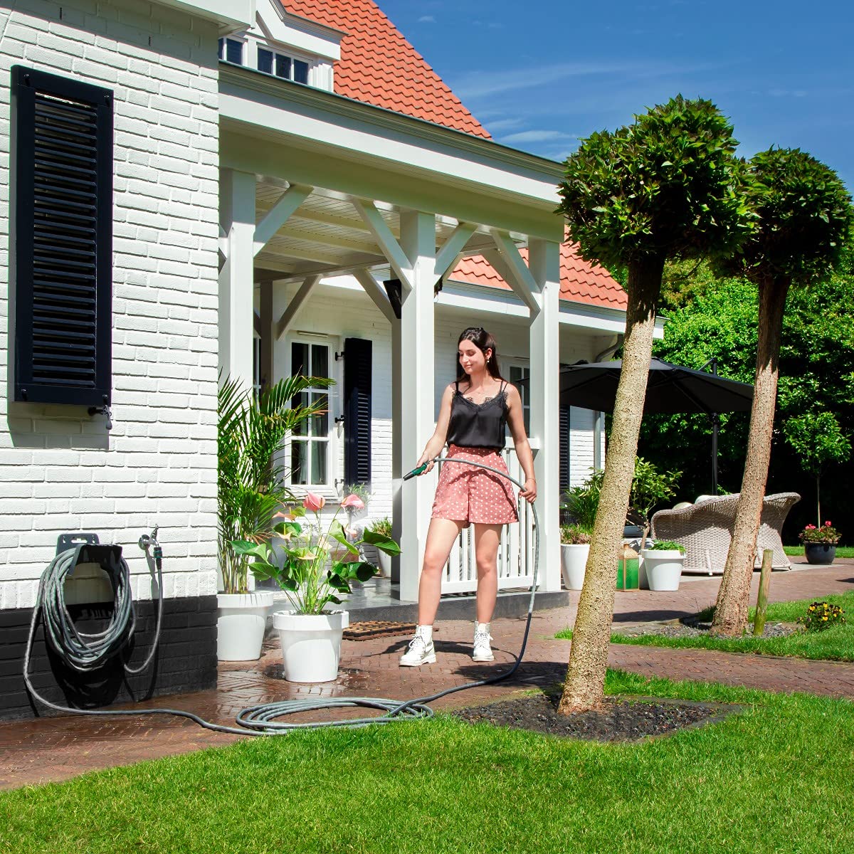 VONROC Tubo da giardino estensibile da 10 a 30 metri. Include ugello e avvolgitubo