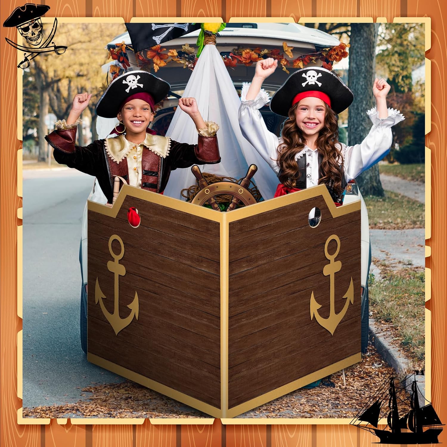 3 Pcs Pirate Ship Decor Set Pirate Ship Wheel Cardboard Cutout15.8 inch Nautical Party Decorations Photo Props for Nautical Party Decor Halloween Decor