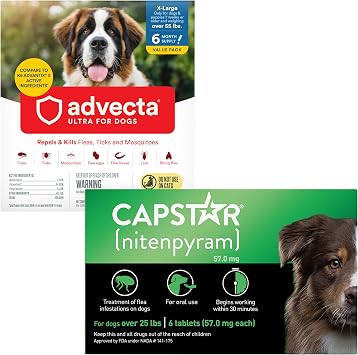 ADVECTA Flea and Tick Prevention for X-Large Dogs Over 55 lbs 6 Doses + CAPSTAR Flea Treatment for Dogs Over 25 lbs 6 Doses Bundle