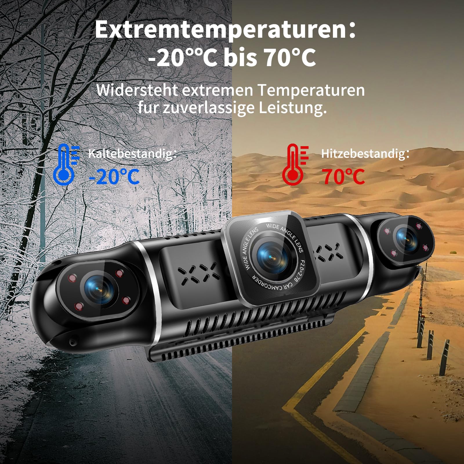 Dashcam Auto Vorne Hinten 4K/1080P,4 Kanal Auto Kamera mit 64GB SD-Karte | 360°Dash Cam mit parküberwachung,4X140° Weitwinkel,3" IPS-Bildschirm,Super Nachtsicht,WDR,G-Sensor,Loop-Aufnahme,cable App