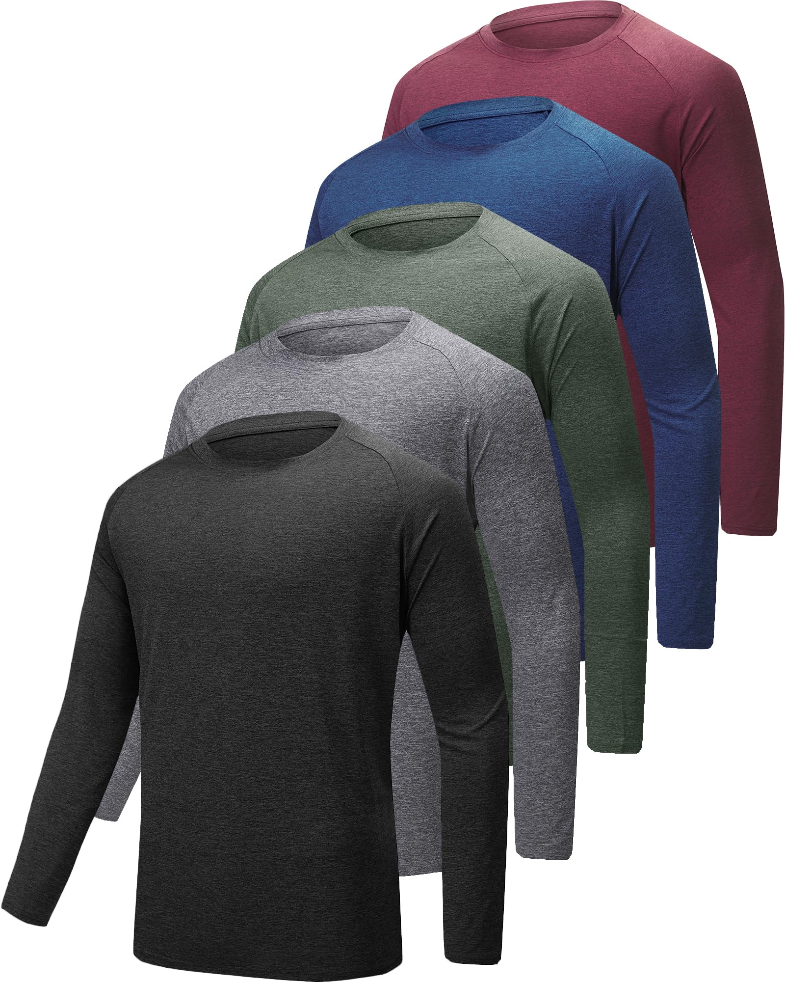 YOIOWVY Herren Langarmshirt T-Shirts 3/5/7Per Pack UPF50+UV Schutz Sonnenschutz Atmungsaktiv Sportshirts Langarm Schutz Schnelltrocknend Langarm Running Tshirts für Männer Tops