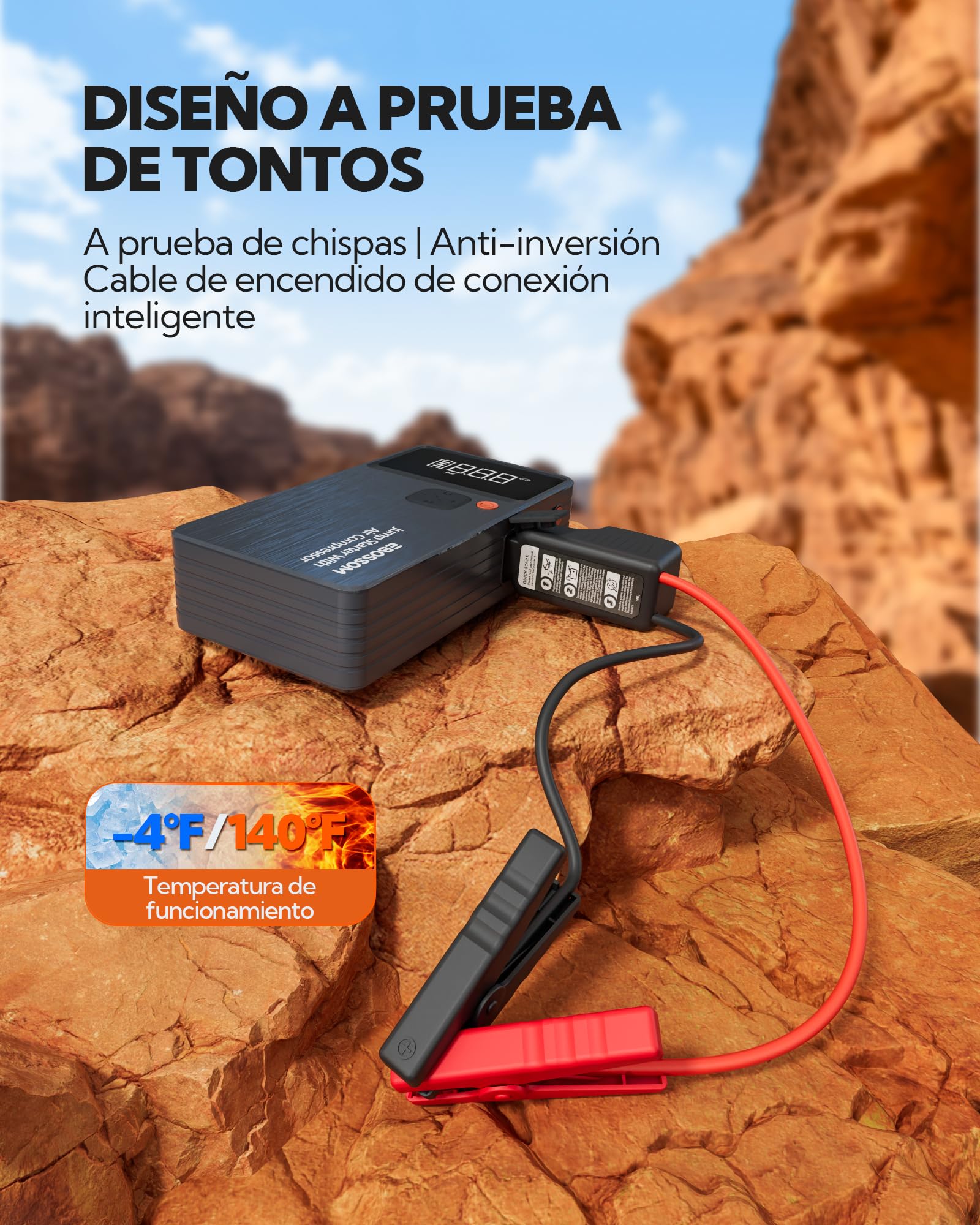 Arrancador de Baterías de Coche,Booster para Coche con Compresor de Aire Portátil 7en1,Arranque de Batería con Inflador para vehículo de 12000 mAh,Kit de Emergencia del Conductor con Linterna LED