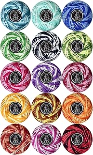 Soft 1500Y 15 Crochet Thread in Balls Size 8 Rainbow Colors for Crochet Hardanger Cross Stitch Needlepoint Hand Embroidery(15 Variegated Colors) - Buy now