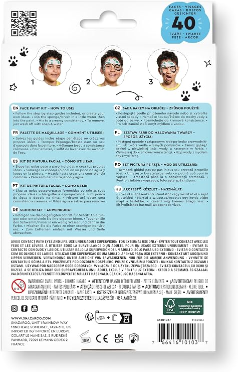 Snazaroo Face Paint Set, Adventure, 8 Colors with Accessories - Complete Face Painting Kit, Safe Water-Based Formula for Halloween, Birthday Parties, Theater