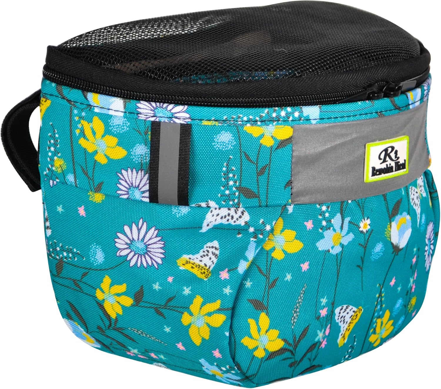 Remobia Hicol Kids Bike Basket,Durable Front Frame Bicycle & Scooter Basket Bag,Waterproof Fabric Bicycle Handlebar Bag for Boys, Girls, Toddlers with Zipper Mesh Lip (Light Blue Flower)