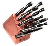 Cutco 21 Piece Kitchen Set with Cherry Finish Oak Block, 8 Table Knives, Paring, Trimmers, Santoku Chopper Chef Knife, Carver, Slicer, Cheese Knife, Turning Fork, Shears, Peeler, Sharpener
