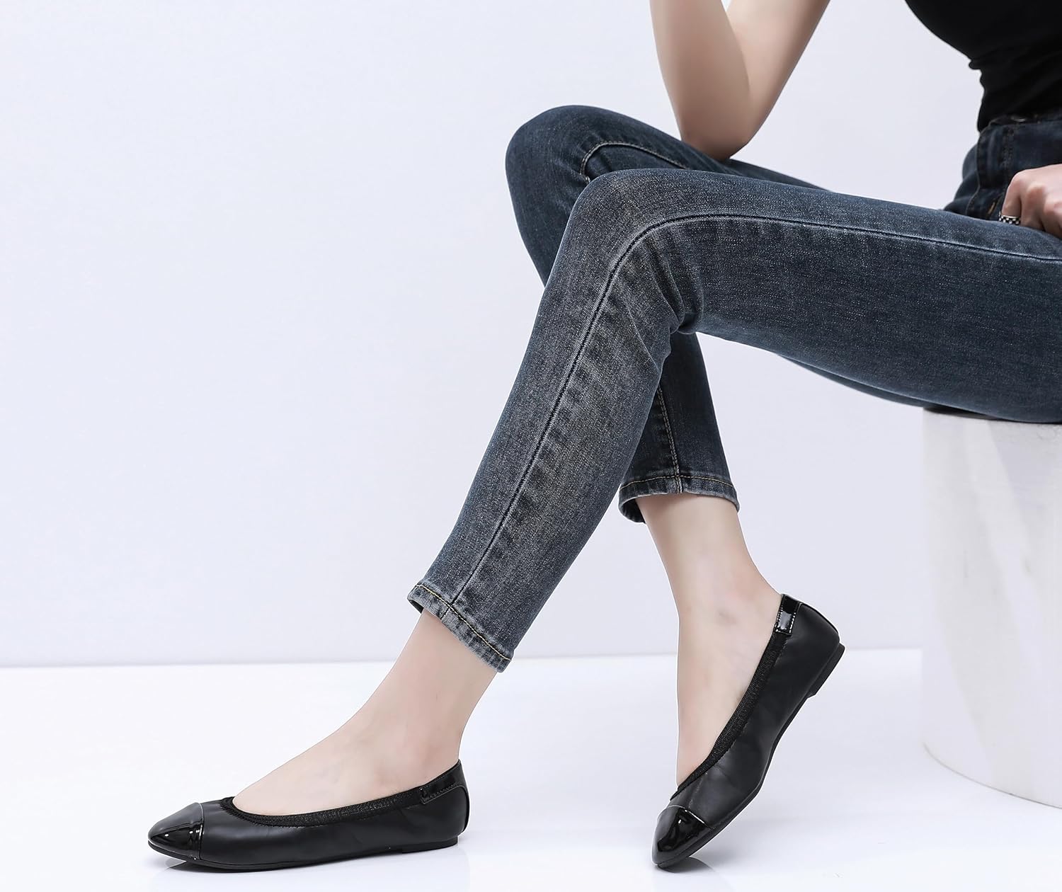 GAWBAW Women's Ballet Flats Shoes - Slip on Casual Flats Round Toe Walking Ballerina Shoes for Women 8 Black image 6 of 6 B09ZNZ7X6X