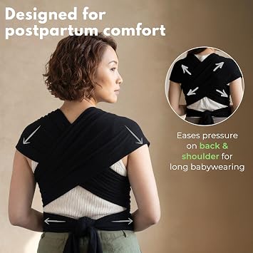 ELDOMA Black Baby Wrap Carrier - Lightweight, Breathable Baby Sling, Hands Free Baby Carrier Sling, Baby Carriers from Newborn to Toddler, (7-35 lbs / 3-15kg)