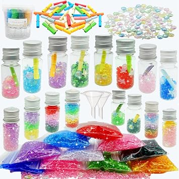 Guaishou DIY Wish Bottle Craft Kit Acrylic Crystals Wishing Scrolls Starfish Shell Decor Mini Plastic Bottles Funnels Kids Crafts Party Favors Wedding Bridal Shower Graduation Birthday Gifts