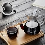 Unbreakable - Verser sur la cafetière avec un double filtre inoxydable 8-Cup, Borosilicate de verre épais résistant à la chaleur Verser sur le dripper de café, sans danger
