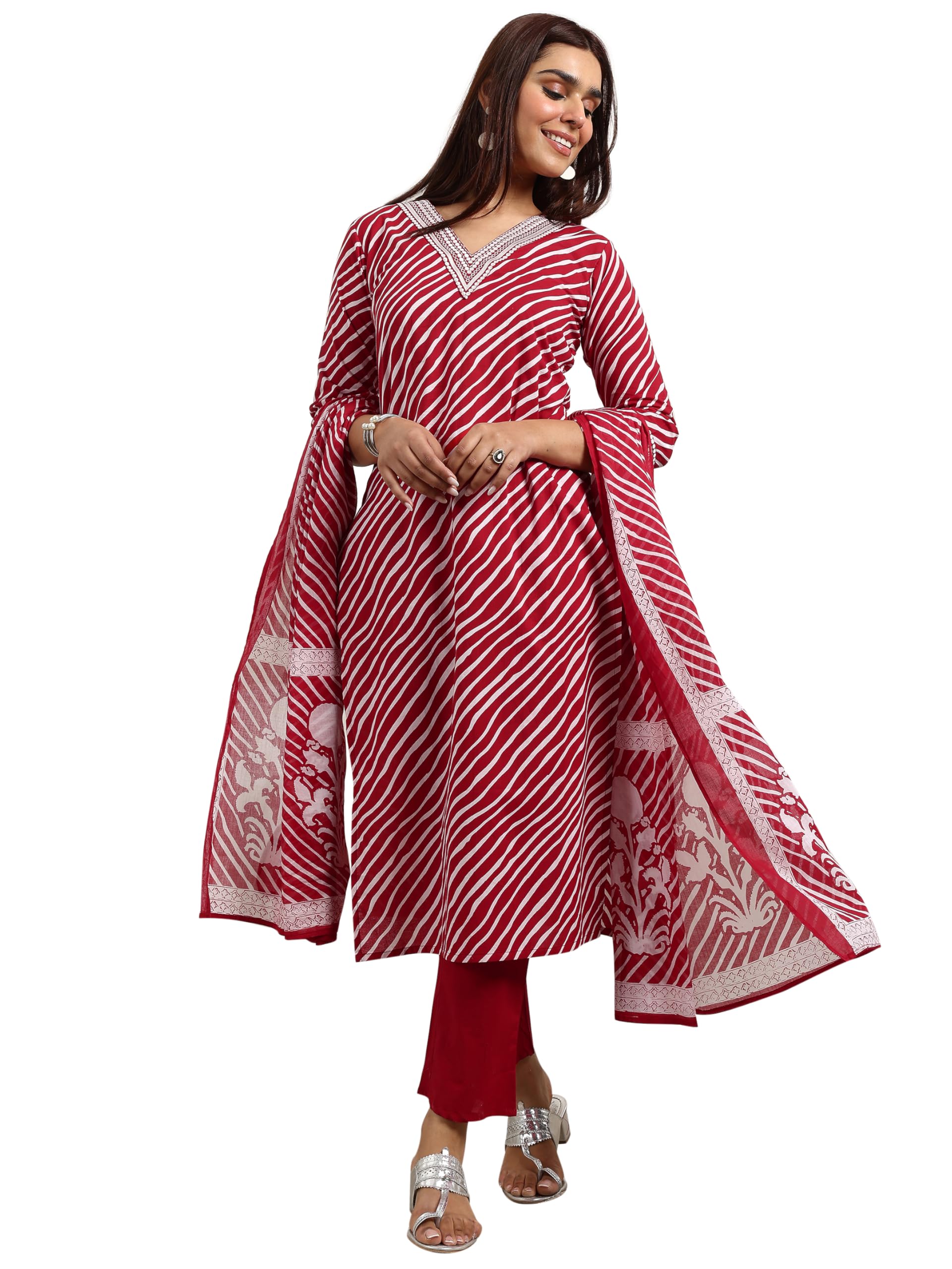 libas Womens Printed Cotton Straight Kurta With Trousers and Dupatta-picture-43