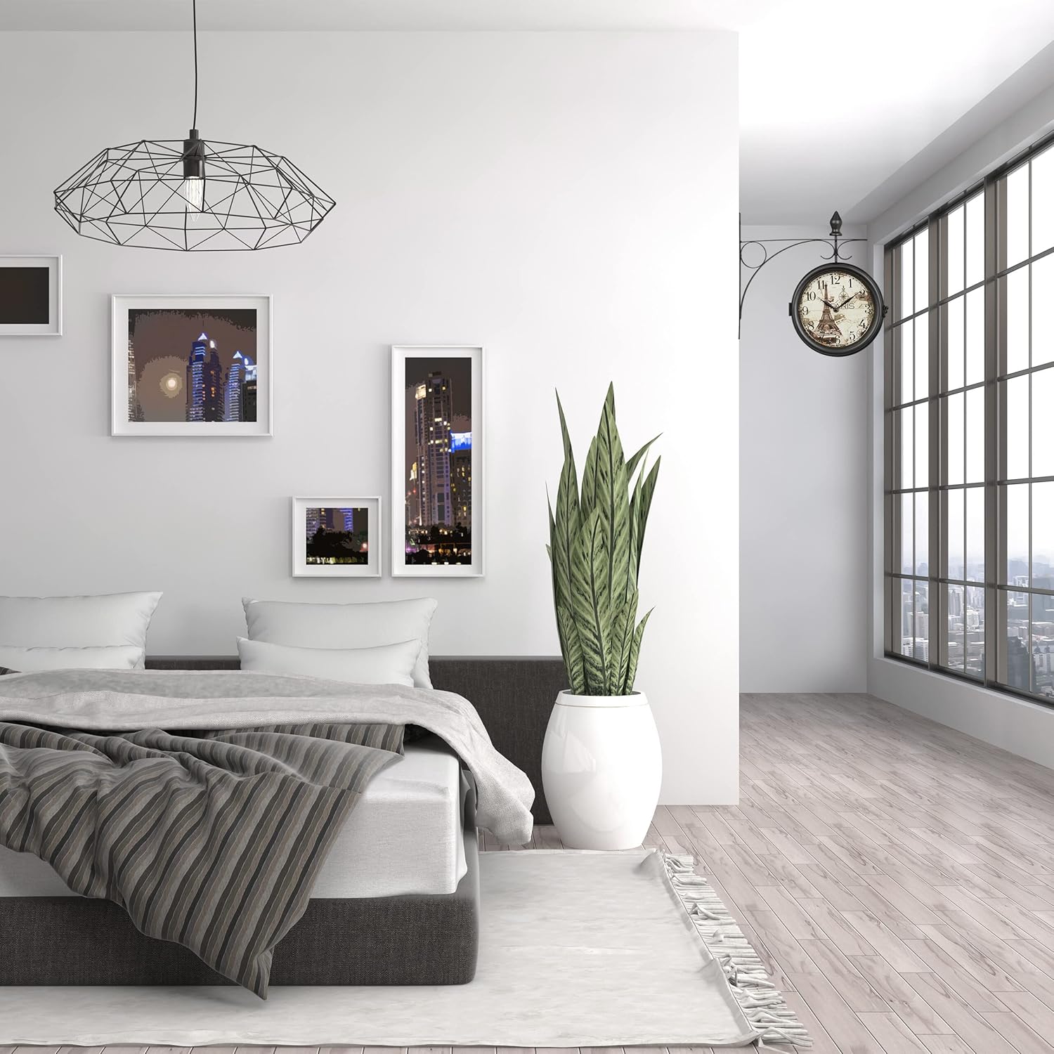 Relaxdays Double-Sided Wall Clock, 70% iron 30% glass, Black, 34x35x10 cm