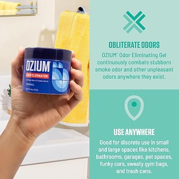 Ozium 4.5 Oz. Odor Eliminating Gel for Homes, Cars, Offices and More, Outdoor Essence, 4 Pack