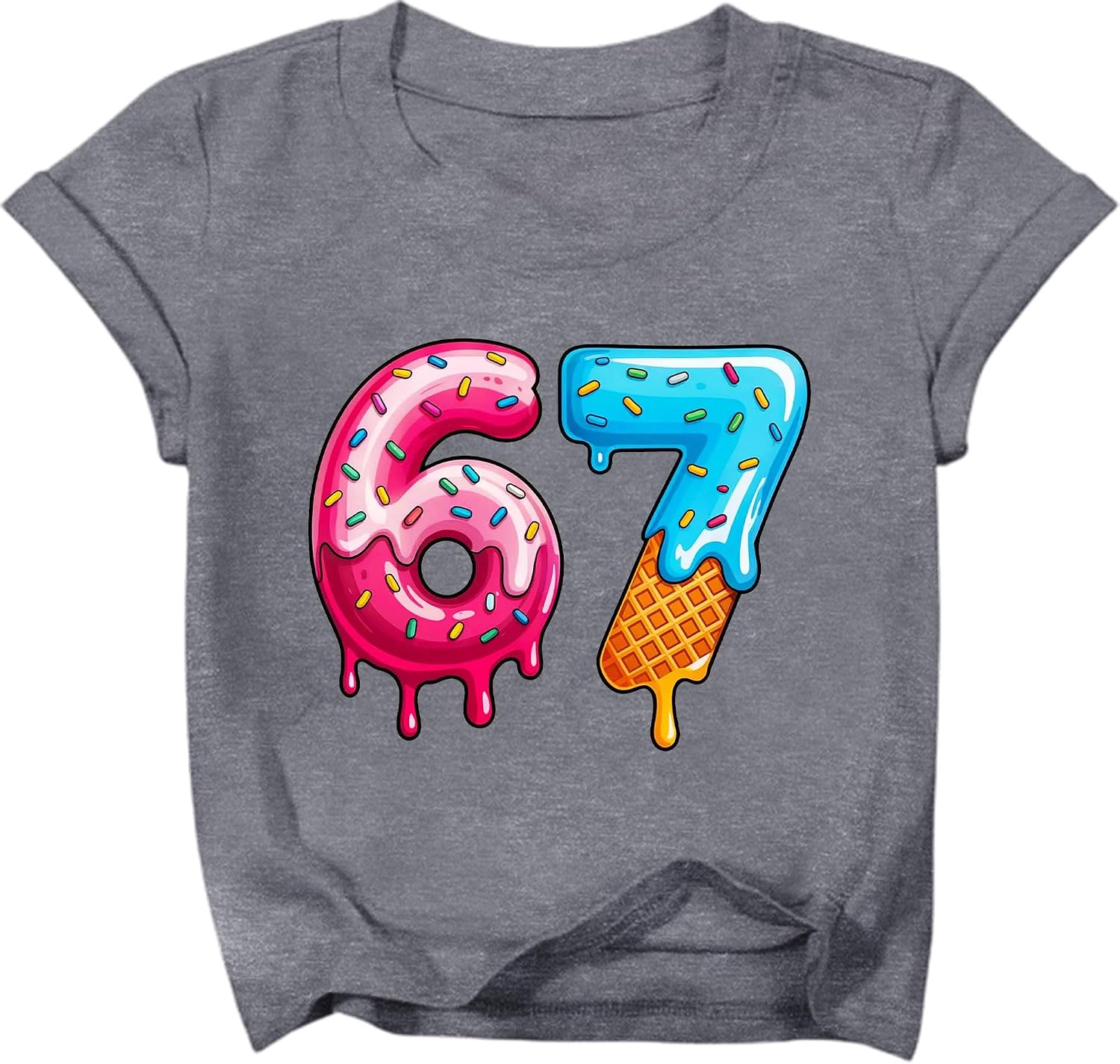 67 Shirt for Kids Ice Cream Drip Meme T-Shirt Funny Six Seven Gen Alpha Slang Tees Cool Graphic Shirts