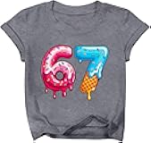 67 Shirt for Kids Ice Cream Drip Meme T-Shirt Funny Six Seven Gen Alpha Slang Tees Cool Graphic Shirts