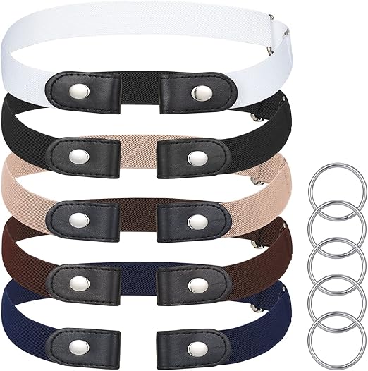 AhlsenL 5 PCS No Buckle Stretch Belt, Stretch Invisible Belt Buckleless