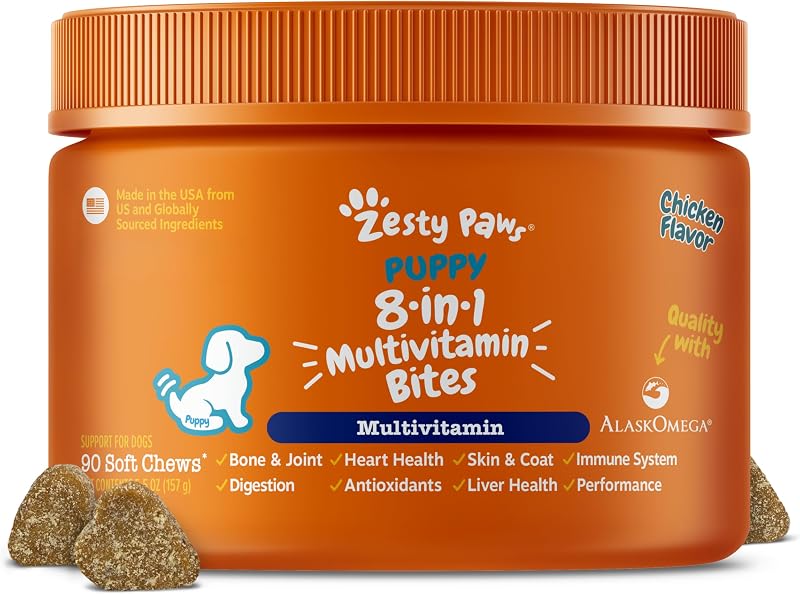 Zesty Paws Puppy Essentials Puppy Multivitamin Bites - Chicken, 90 Ct