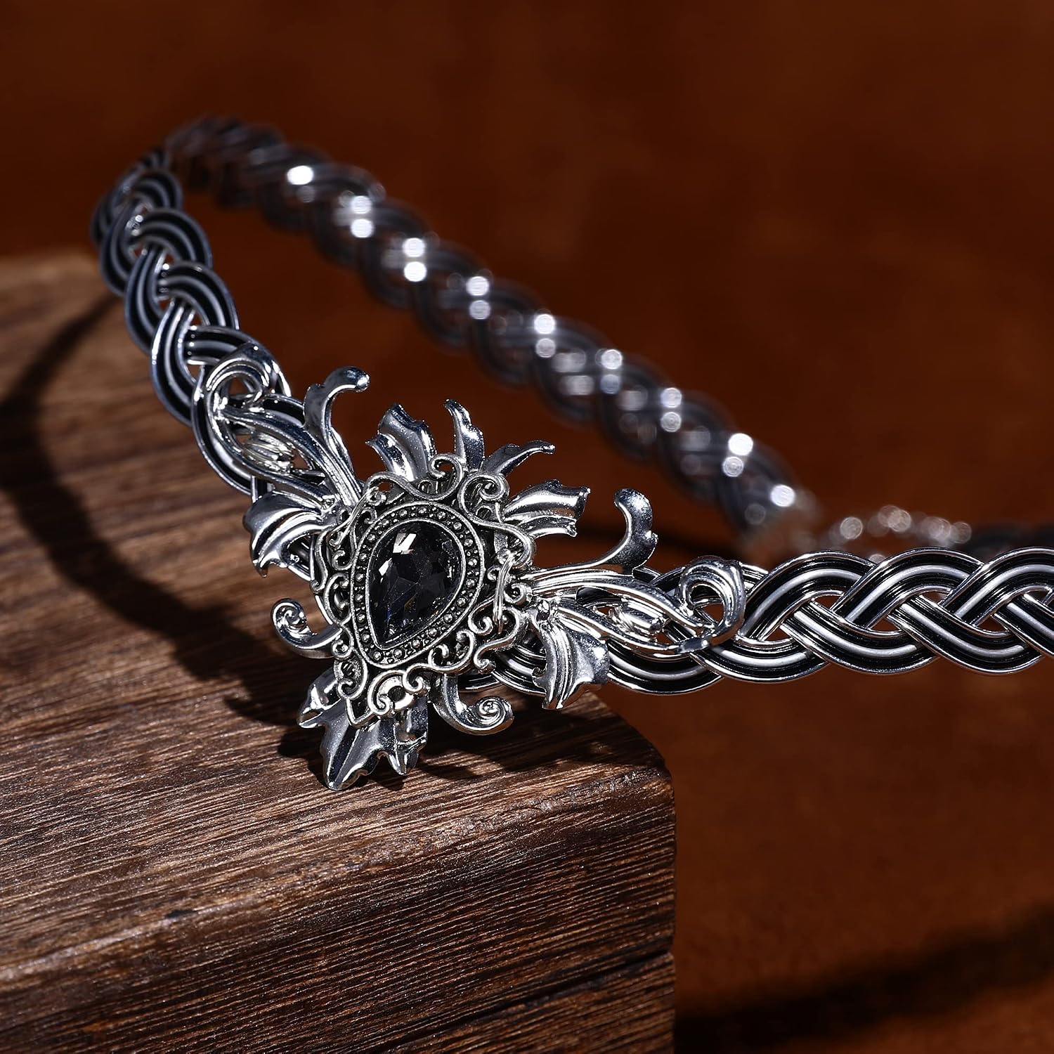 Fairy Crown Circlet V-shaped Braided Headpiece Tiara Medieval Viking Cosplay Headband for Renaissance Wedding Prom