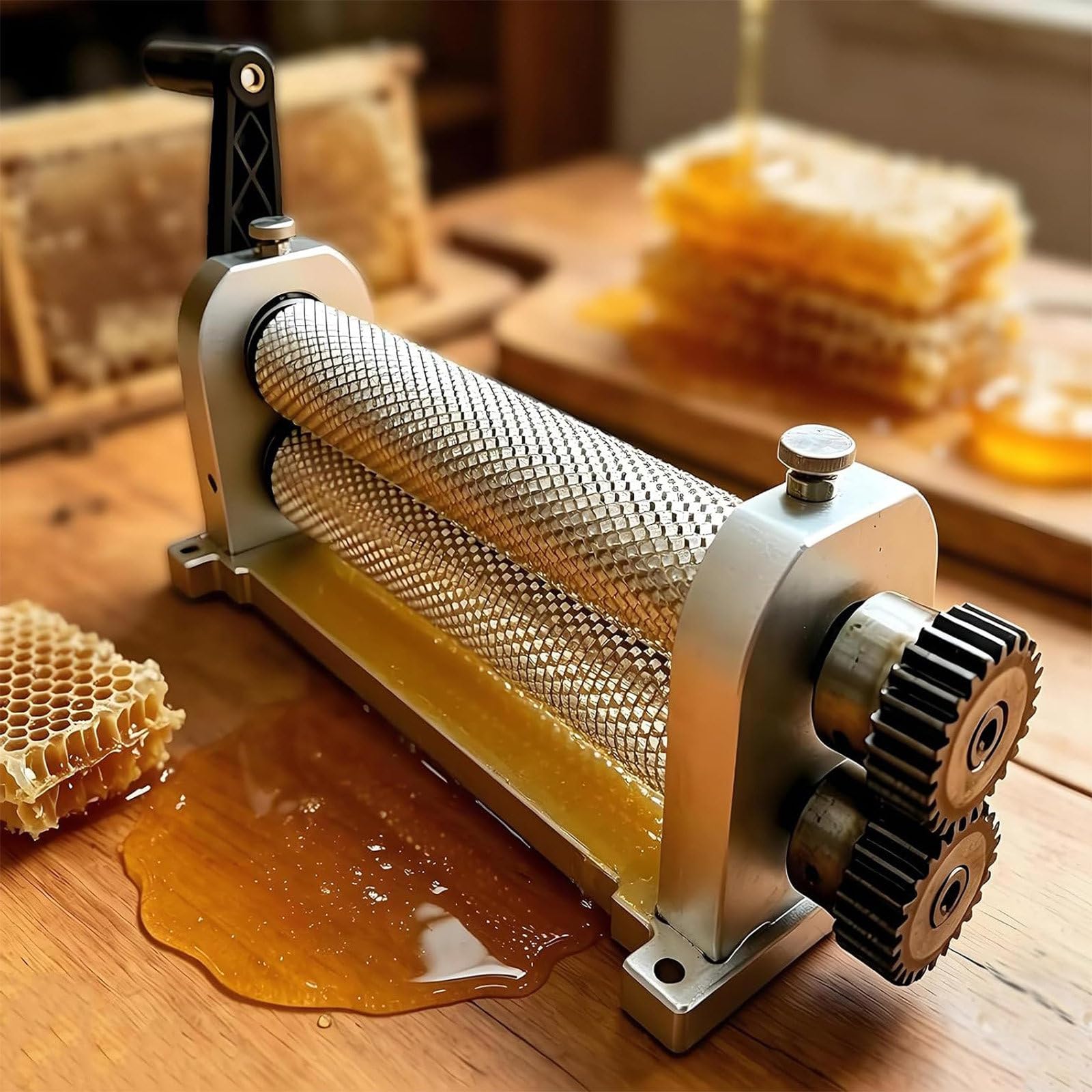 GIZMIT Bee Wax Sheet Roller Mills Machine, Manual Beeswax Comb Foundation Roller Mill Machine, 50 x 280mm Bee Wax Foundation Sheet Mills Machine Bee Wax Rollers Stamper Printing Machine 5.4mm