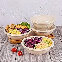 Vista 3 de JAYEEY Cuencos desechables redondos de 25 onzas con tapas, cuencos de papel de fibra de caña de azúcar, recipientes para alimentos, preparación