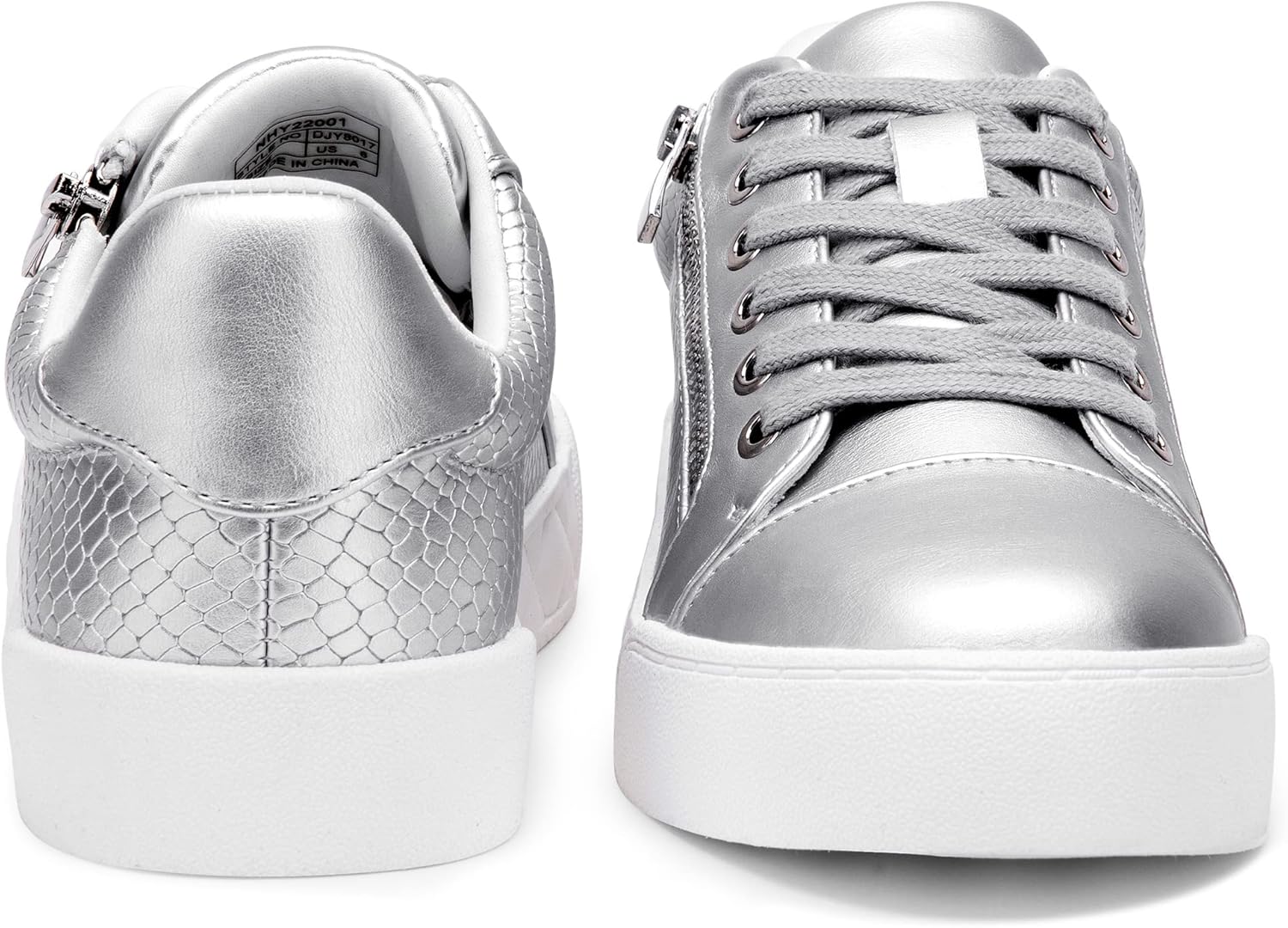 Jeossy Women's Flat Low Top Casual Fashion Sneakers Round Toe Shoes with Zipper - Image 5