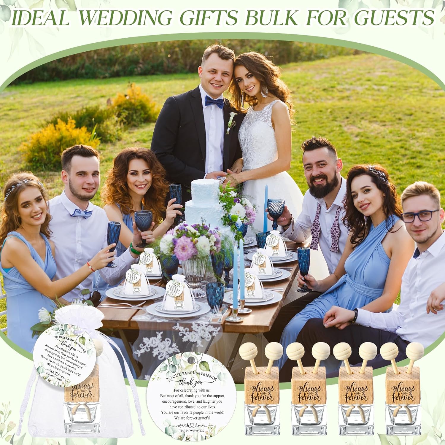 Hoolerry 36 Set Wedding Favors for Guests Bulk - Car Air Freshener Diffuser Bottle with Thank You Cards and Organza Bags for Wedding Party Guest Favors Newlyweds Bridal Gifts