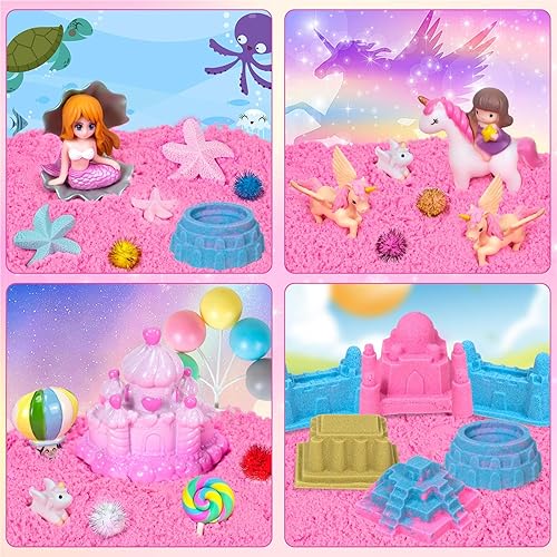 Miniatura 4 de Hymaz Kit de juego de arena de juguete de dinosaurio para niños de 3, 4, 5, 6, 7 años, regalos de Navidad, caja de arena sensorial 48P contiene