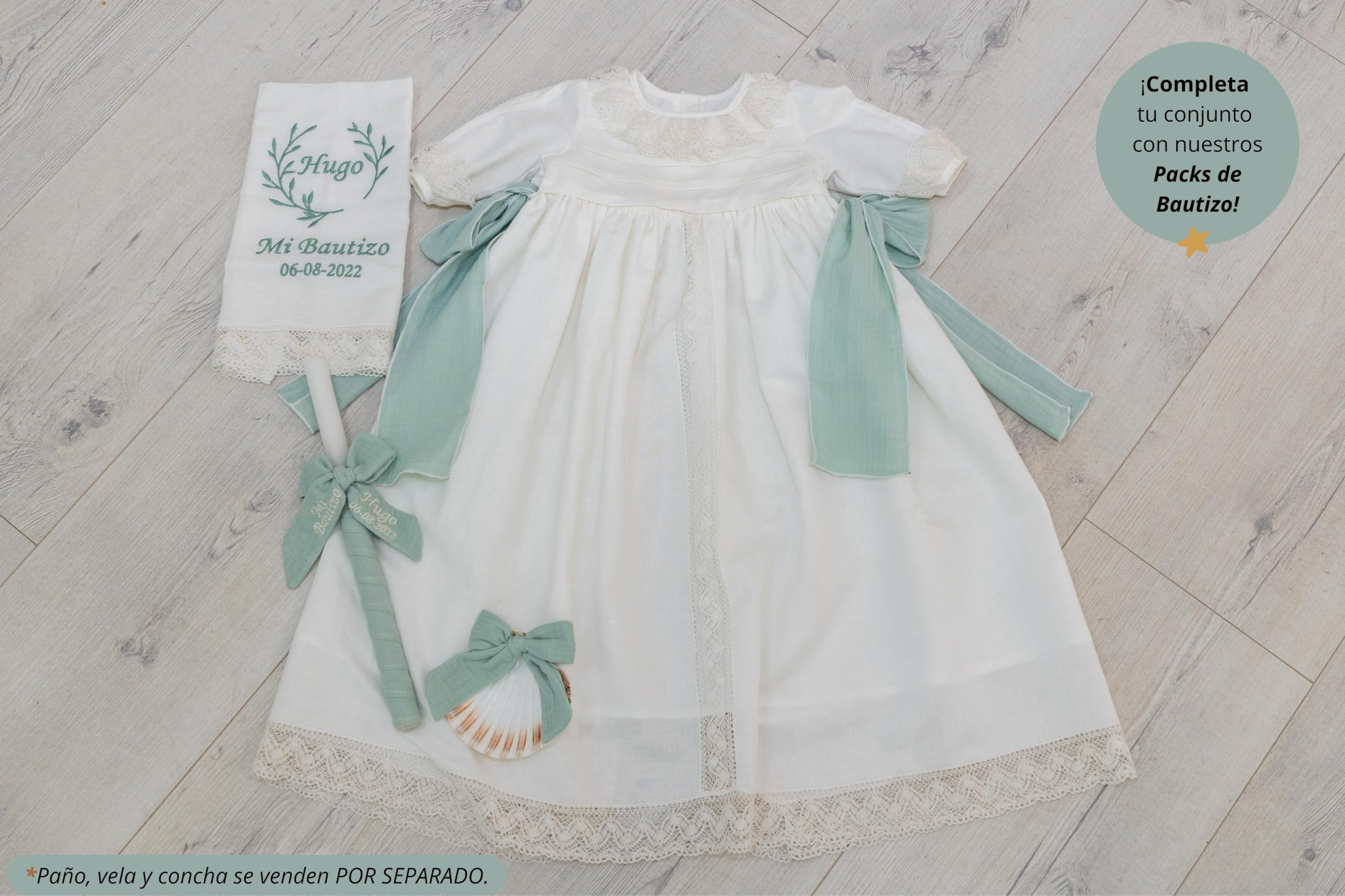 Nenel Traje de bautizo para bebé – Traje bautismal unisex – Vestido de ceremonia bautismal para bebé – Modelo Lino y Bambula