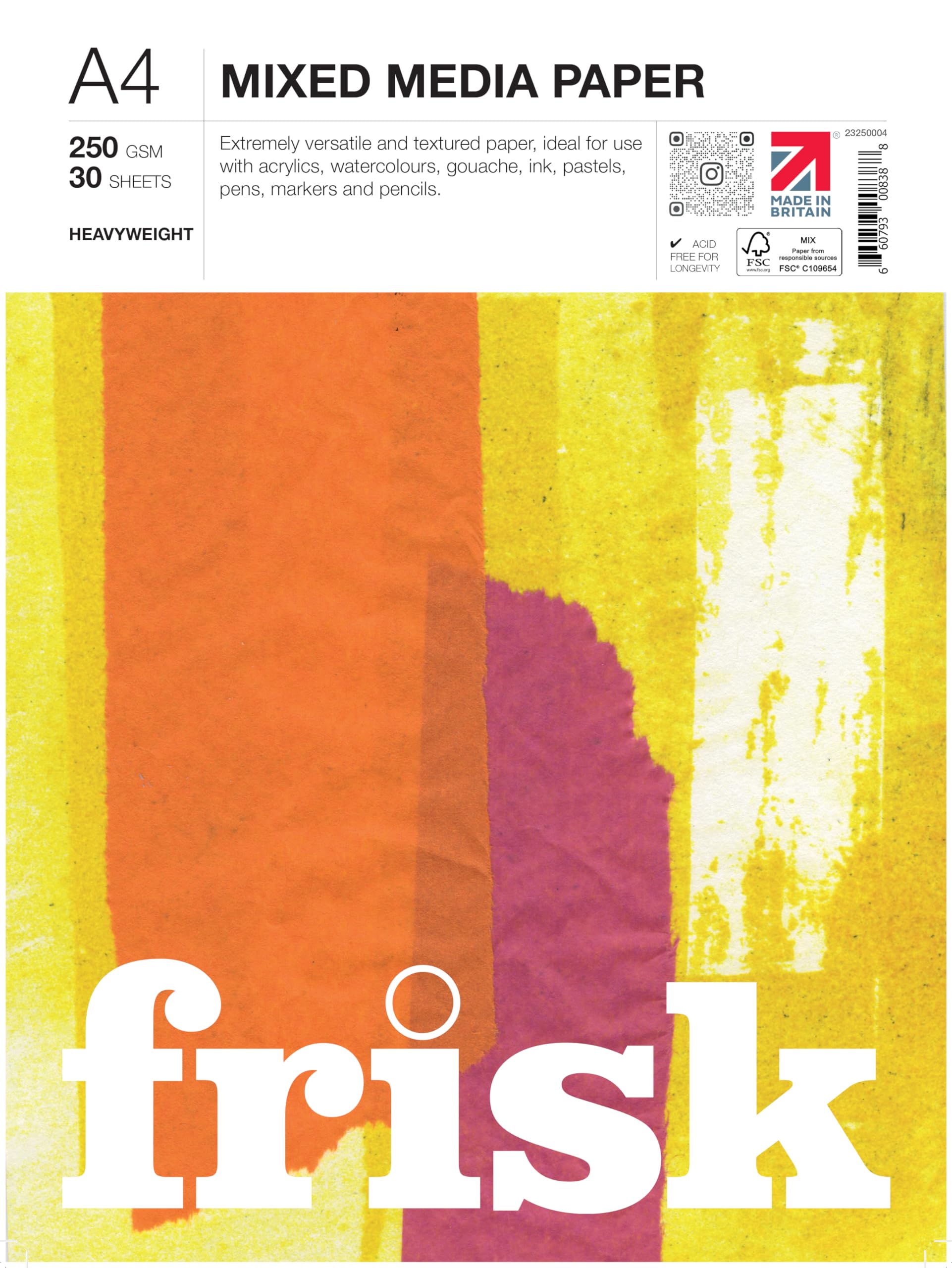 Frisk White 23250004 Mixed Media Paper Pad A4,