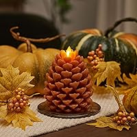 Vista 33 de Luminara Pinecone - Velas sin llama, con acabado marrón tiza, figuras de cono de pino, velas LED sin perfume, funcionan con pilas, con temporizador