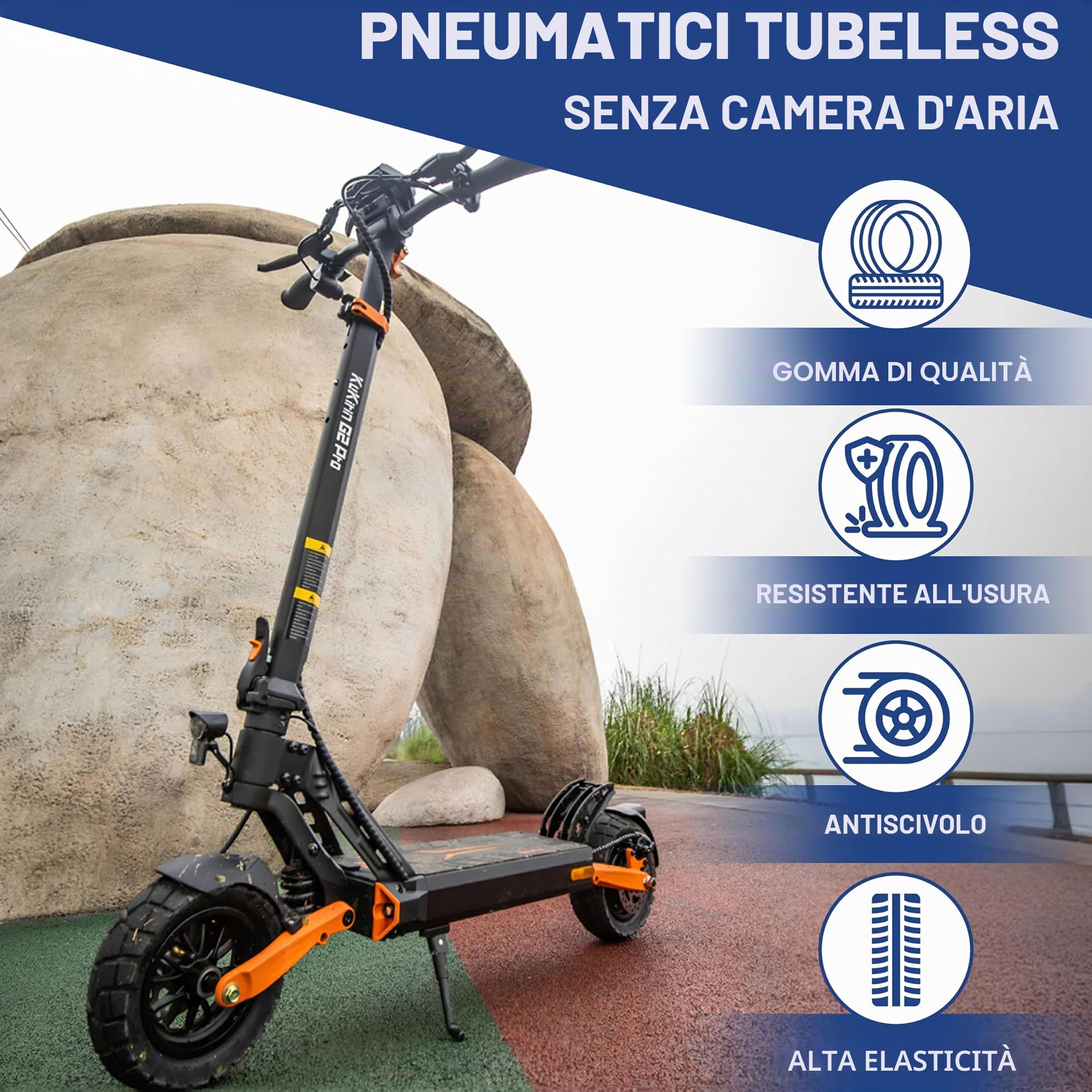 ANSENI Ruote Monopattino Elettrico 9X3.0-5.5, Gomme Tubeless 9 pollici, Pneumatico senza Camera d'aria per Monopattino Elettrico Kukirin G2 Pro, accessori di ricambi (1 unità)