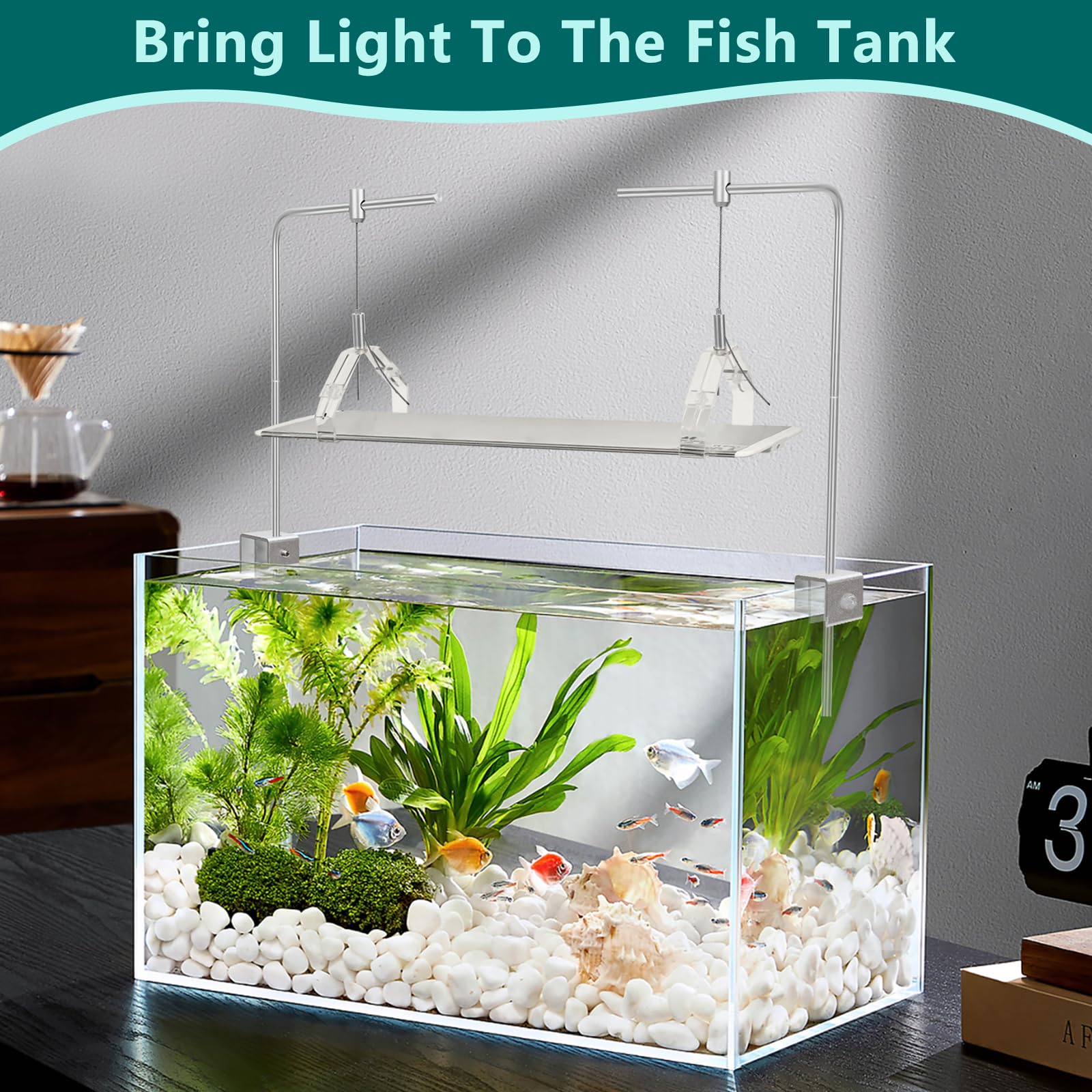 Juego de 2 soportes para luces de acuario, ajustable, de alto brillo, para peceras de agua dulce y salada