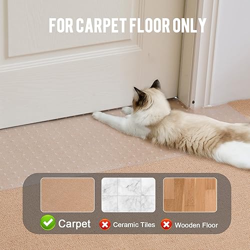 Miniatura 10 de Uross Protector de alfombra para mascotas de 3.28 pies, protector de alfombra de gato para puerta, antiarañazos de gato, protector de alfombra de
